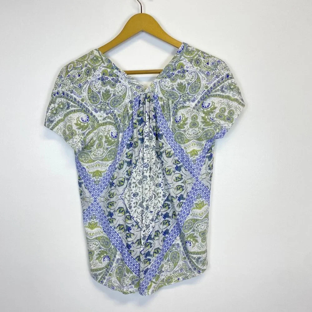 Lucky Brand Blue and Green Floral Button Down Top - Picture 6 of 8